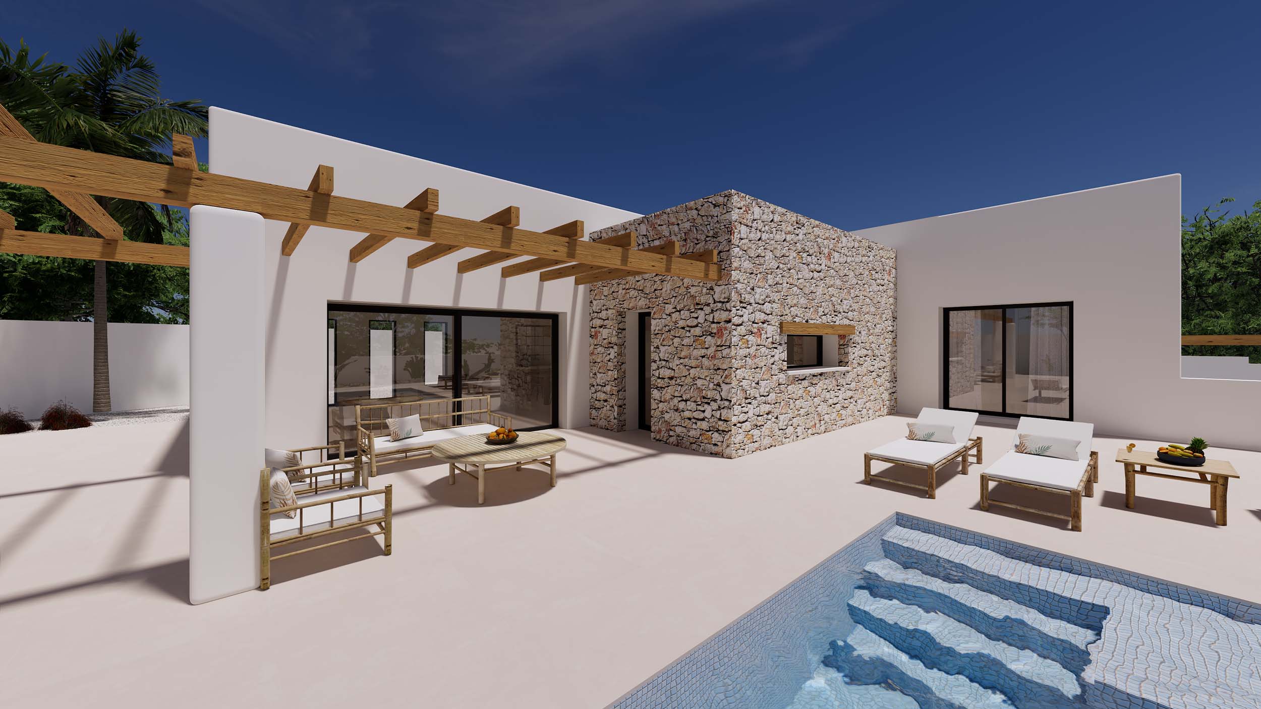 Villa de plain-pied de style Ibiza à vendre, Moraira