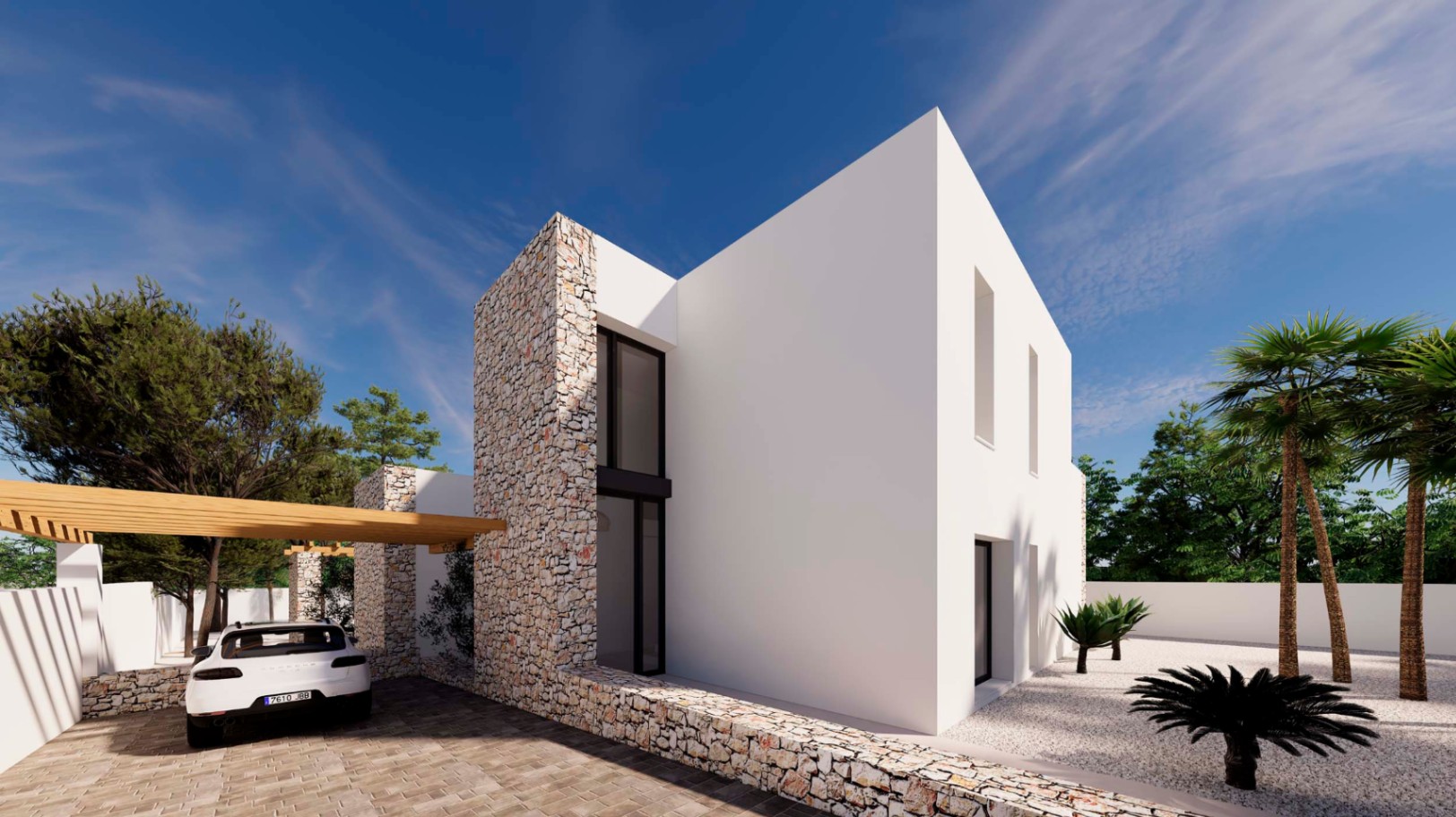 Villa de estilo ibicenco de nueva construcción en venta en Moraira