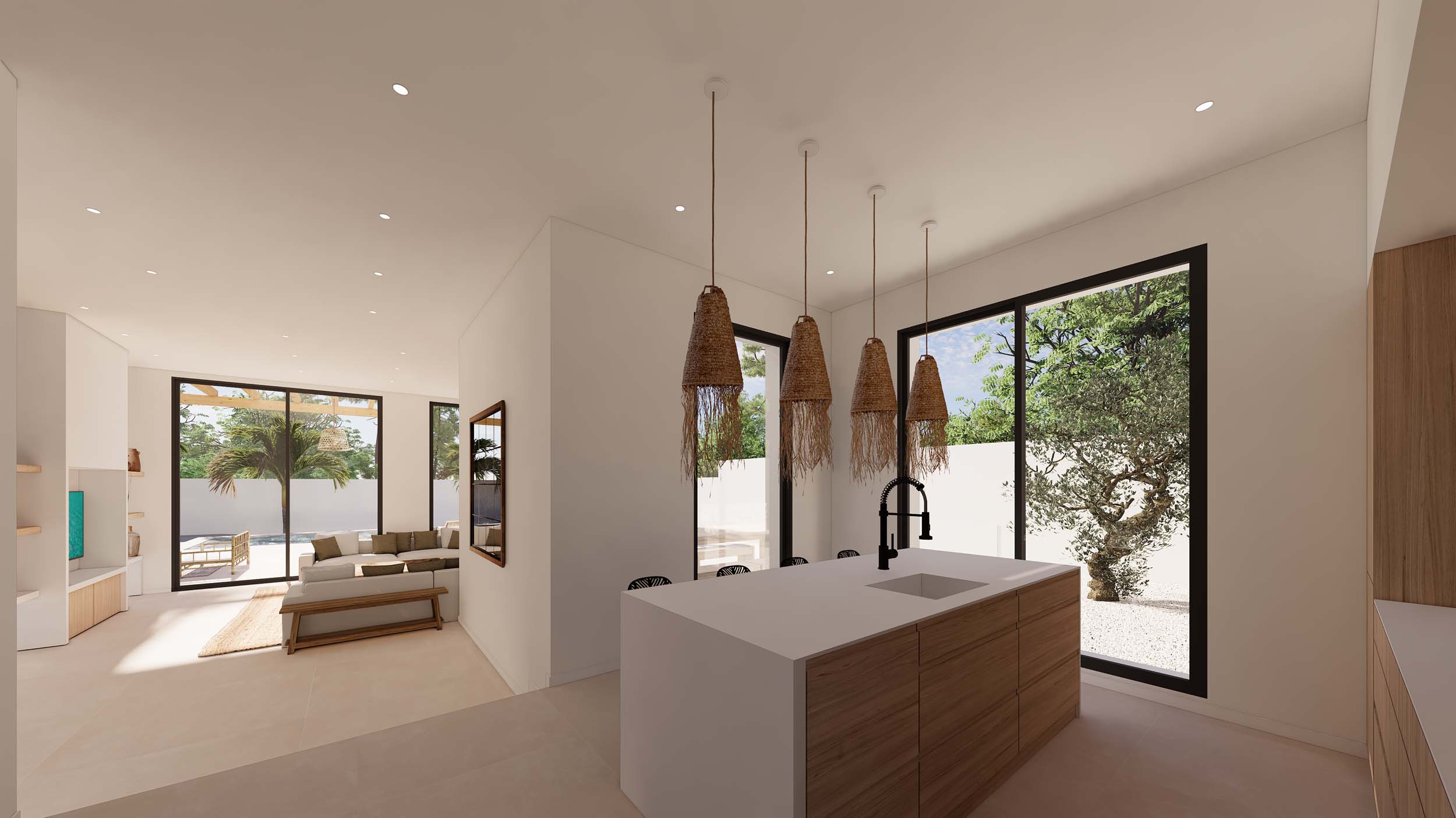 Villa de estilo ibicenco de nueva construcción en venta en Moraira