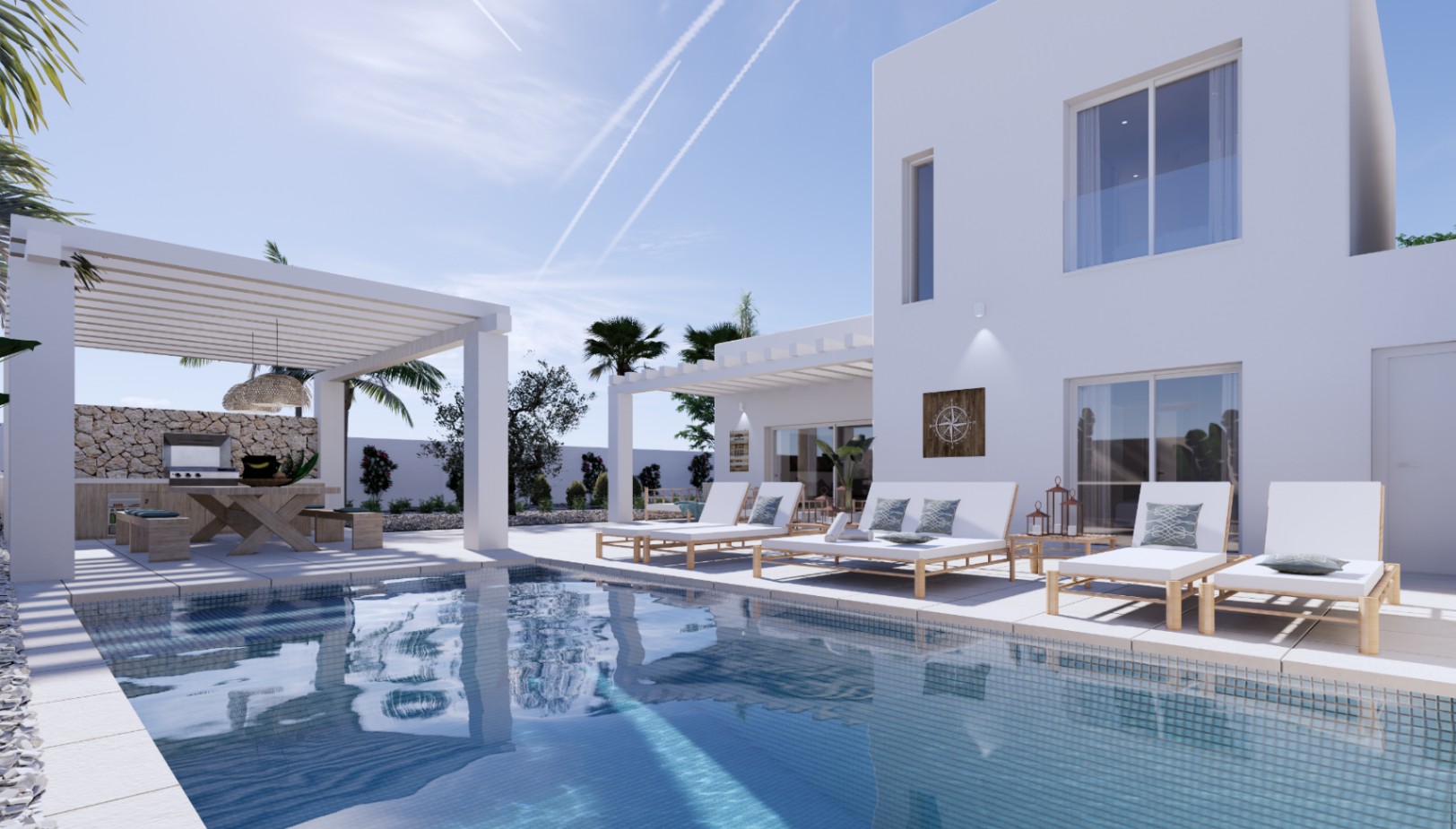 Twee halfvrijstaande Ibiza villas te koop in Moraira